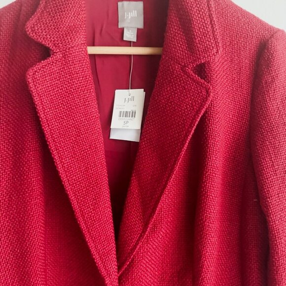 J.Jill Burgundy Textured Wool Blend Classic Blazer S Petite - Picture 3 of 5